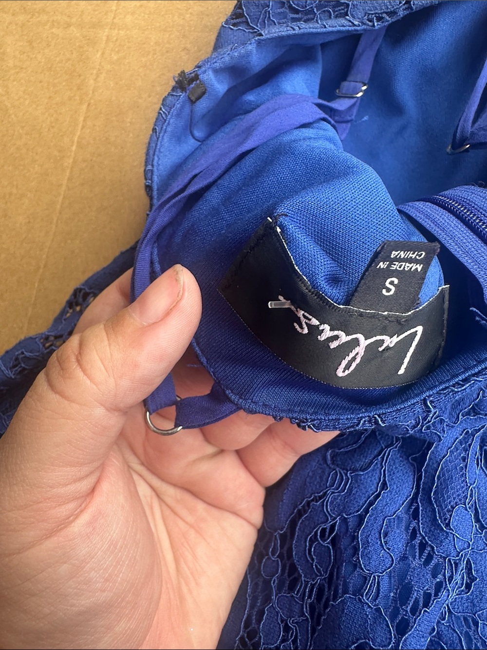 Lulu's Royal Blue Lace Spaghetti-Strap Mini Dress - Picture 6 of 6